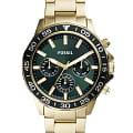 Fossil Fossil Bannon  BQ2493  BQ2493 кварцевые мужские часы зеленый циферблат, браслет сталь с ip покрытием — вид спереди
